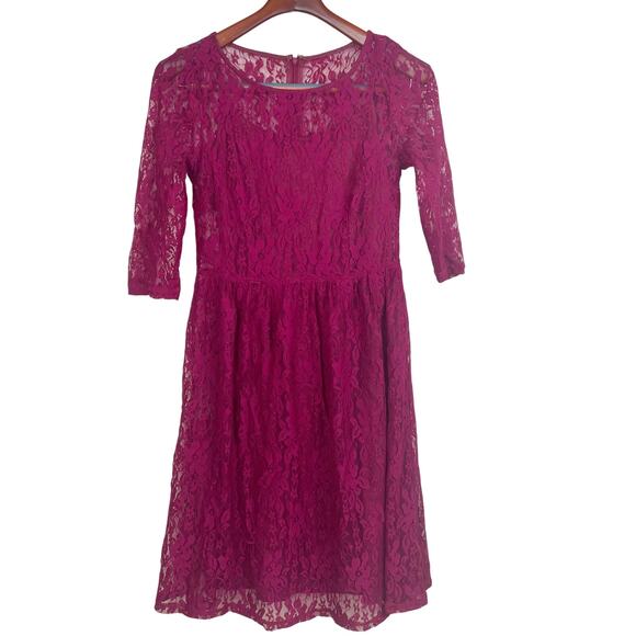 AB Studios Womens Dress Sz 2 Lace Coquette Floral Magenta Whimsigoth Witchy - Picture 1 of 11